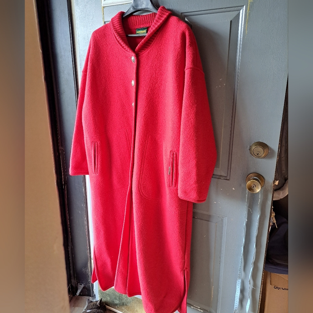Vintage Geiger Collections Red Wool Overcoat sz 40